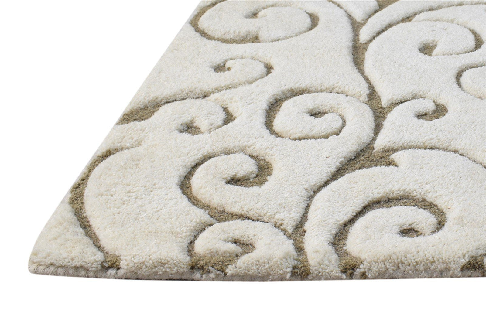 Nannette Beige Wool Rug 2' X 3' Modern Hand Tufted French Floral   7864994037909