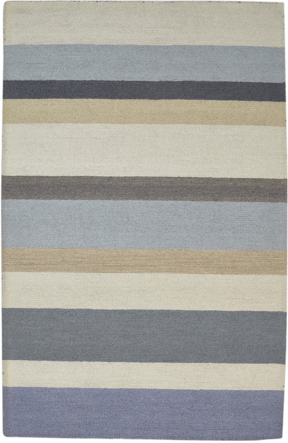 Multi Color Wool Rug 5X8 Modern Hand Tufted Scandinavian Striped Room