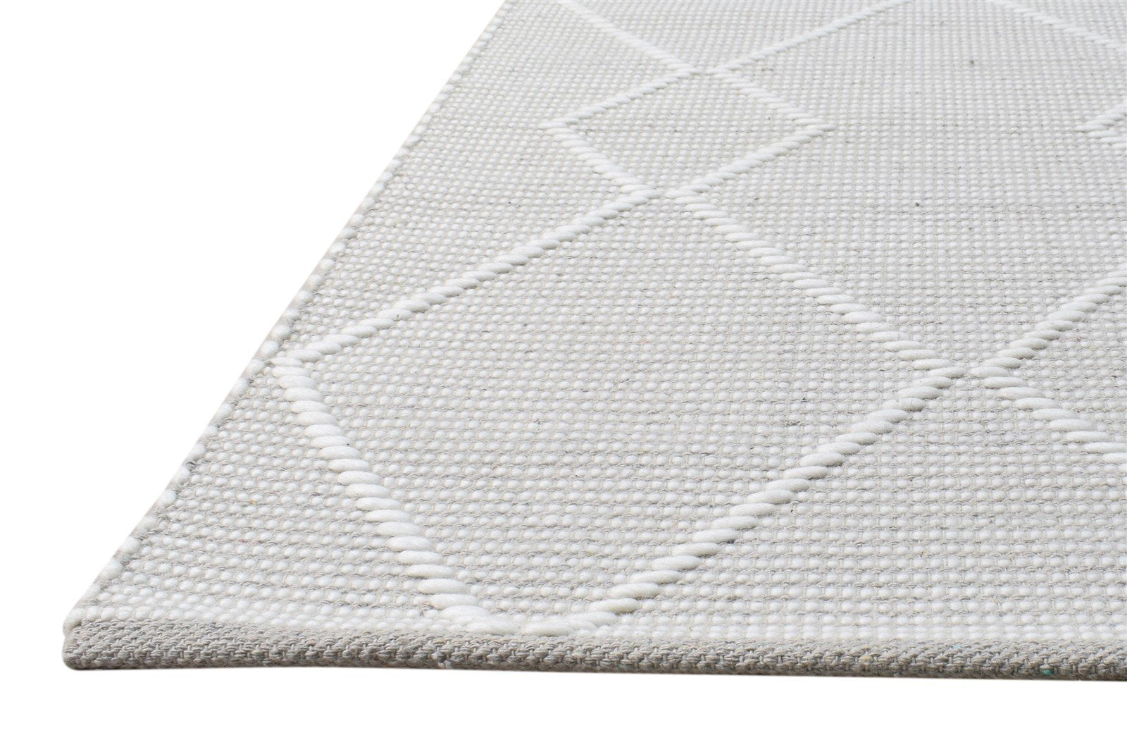 New Zealand Wool Beige Rug 3X4 Modern Hand Woven Scandinavian Geometric Small   7865178947733