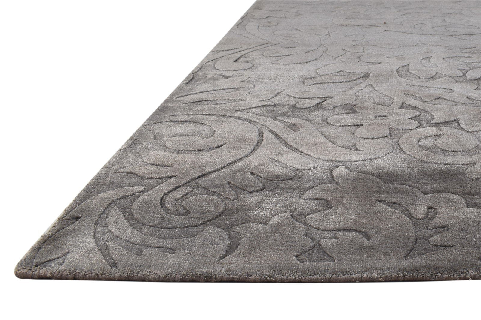 Nicholle Brown Silk Rug 5' X 8' Modern Handloom French Floral   7864445599893