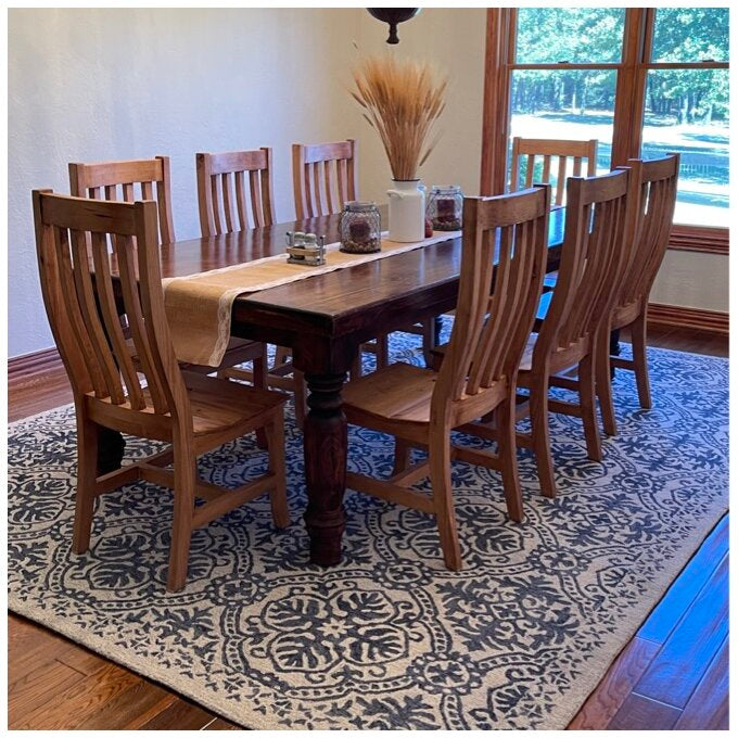 Nina Hand Tufted Wool Pile Oriental Rug Blue & White   8726050406549