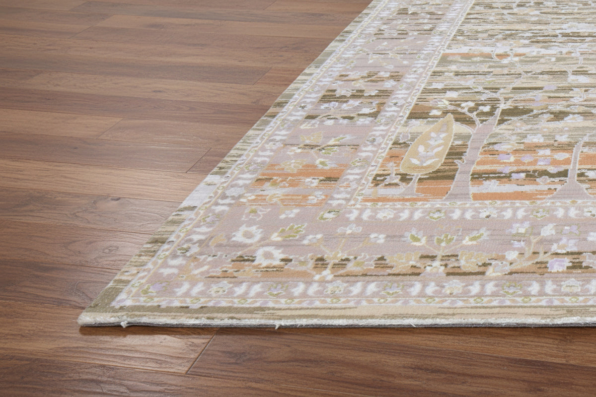 Odalys Handmade Botanical Medallion Area Rug – Modern Olive & Gold Transitional Decor