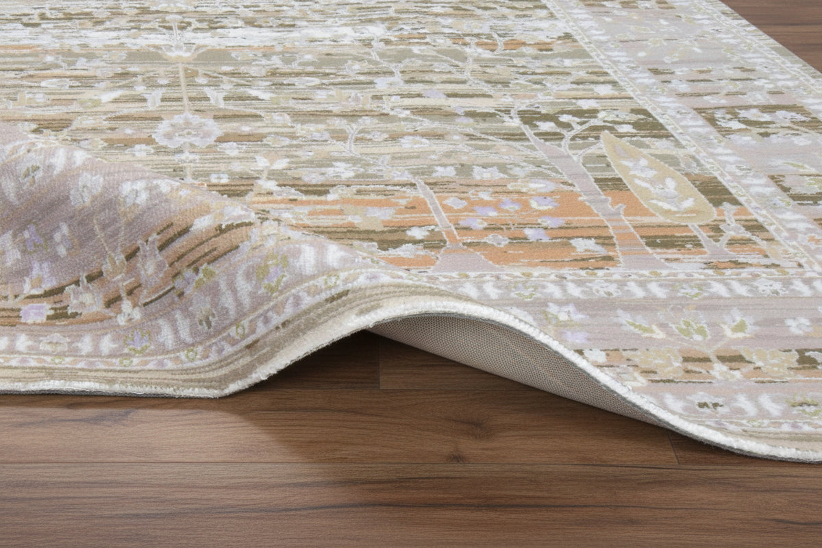 Odalys Handmade Botanical Medallion Area Rug – Modern Olive & Gold Transitional Decor