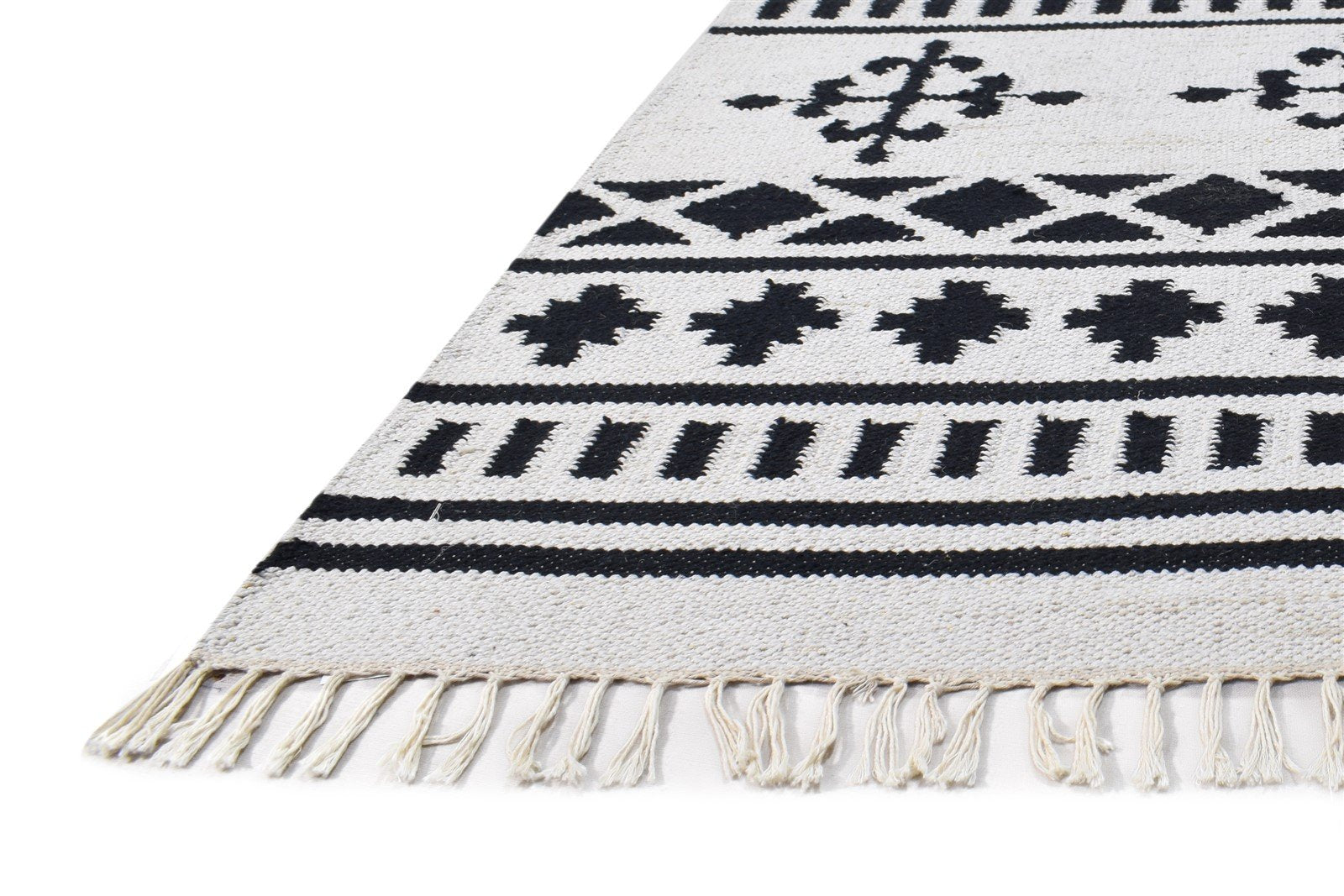 Off-White Cotton Rug 5X7 Southwestern Dhurrie American Tribal Room Size Carpet   7865006129301