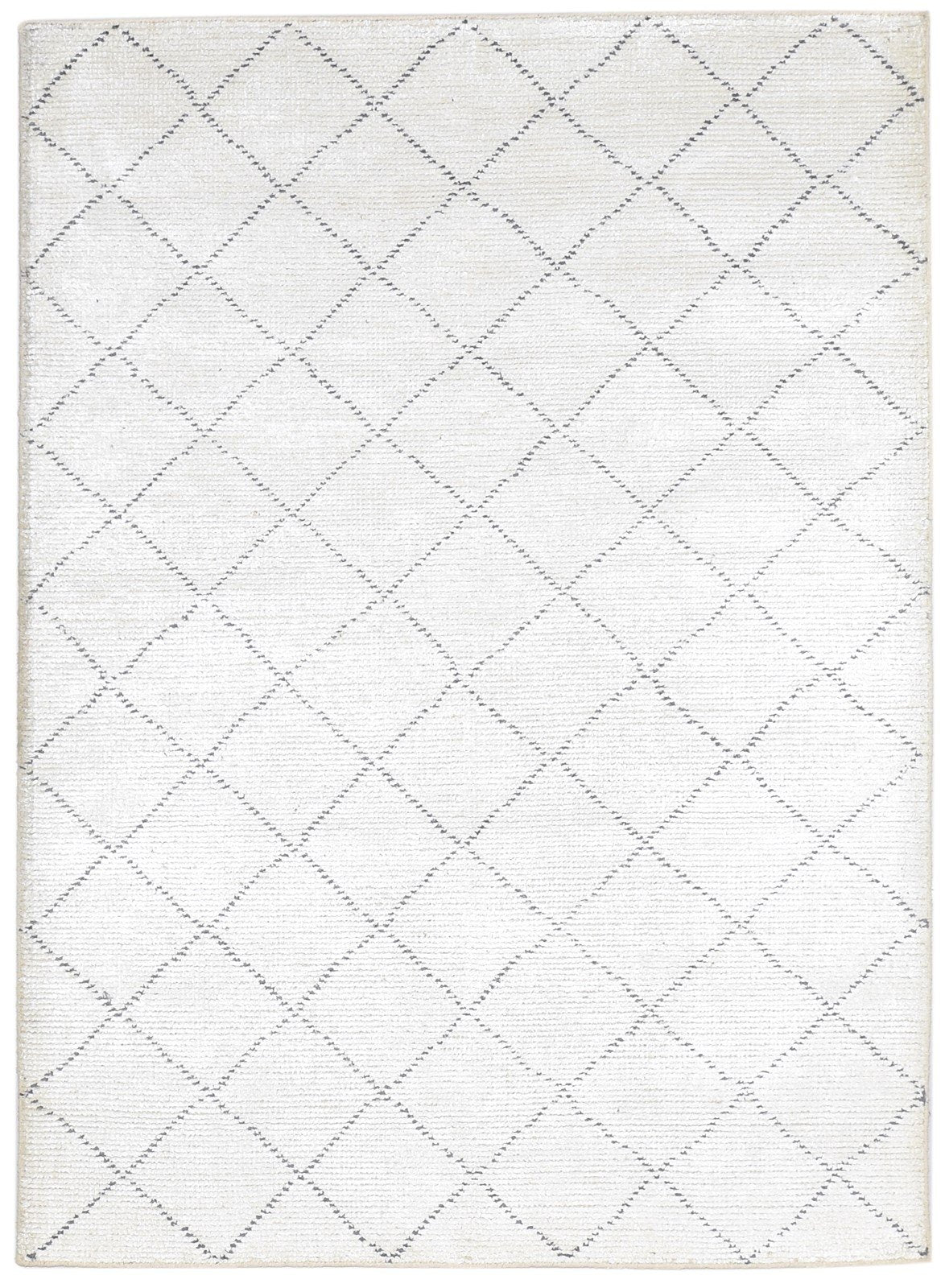 Off-White Silk Rug 5' X 7' Persian Hand Knotted Bokhara Diamond Room Size Carpet   7864418959509