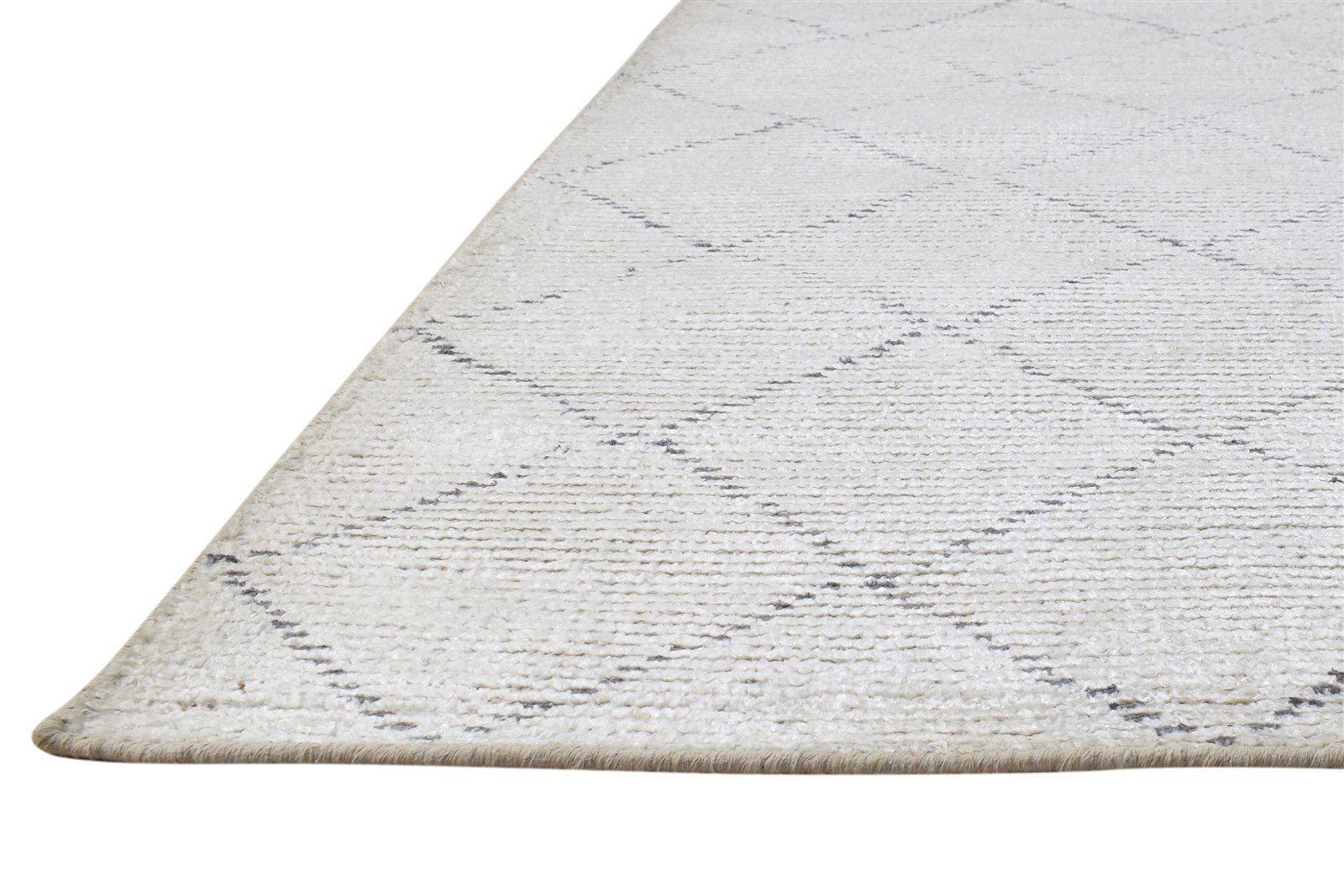 Off-White Silk Rug 5' X 7' Persian Hand Knotted Bokhara Diamond Room Size Carpet   7864418959509