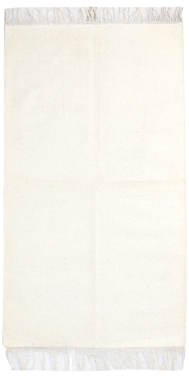Off-White Wool Rug 3' X 5' Modern Dhurrie Scandinavian Solid Room Size Carpet   7865198411925
