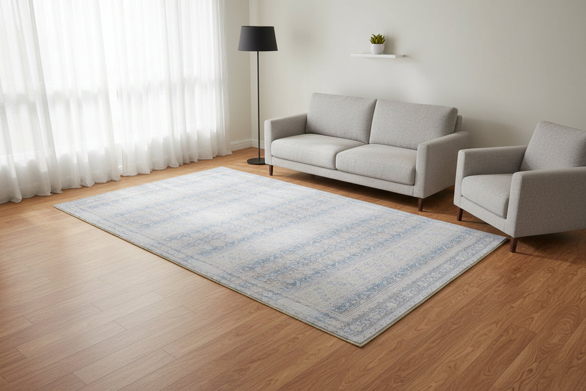 Ojark Vintage Style Handmade Blue Area Rug – Classic Traditional Decorative Style