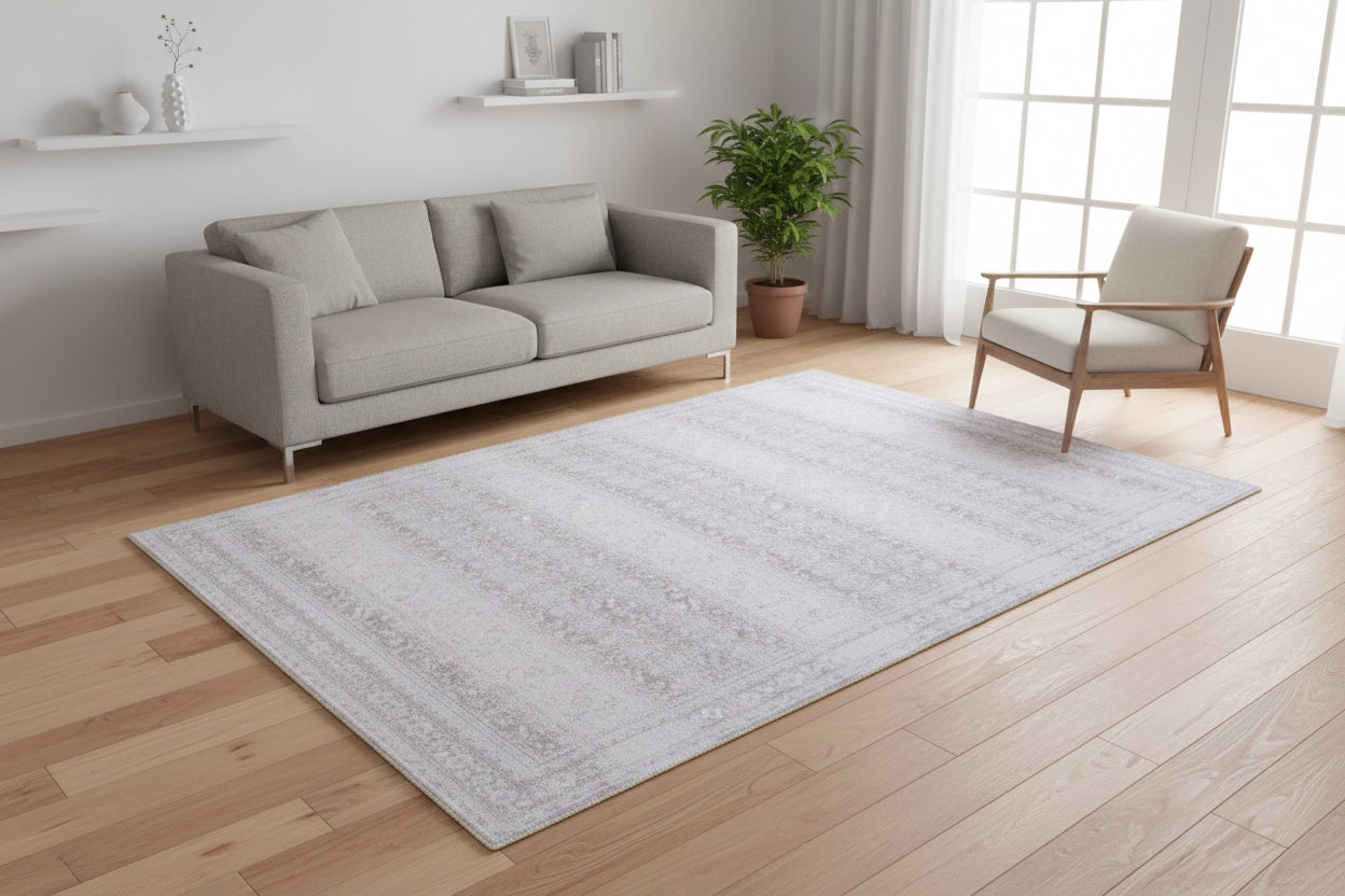 Ojark Vintage Style Handmade Gray Area Rug – Classic Traditional Decorative Style   9121476149397
