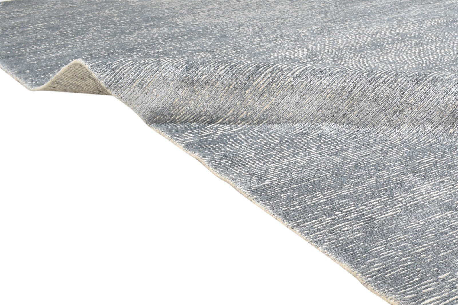 Ottilie Wool / Silk Silver Rug 6X9 Modern Hand Knotted Scandinavian Solid   7864171921557