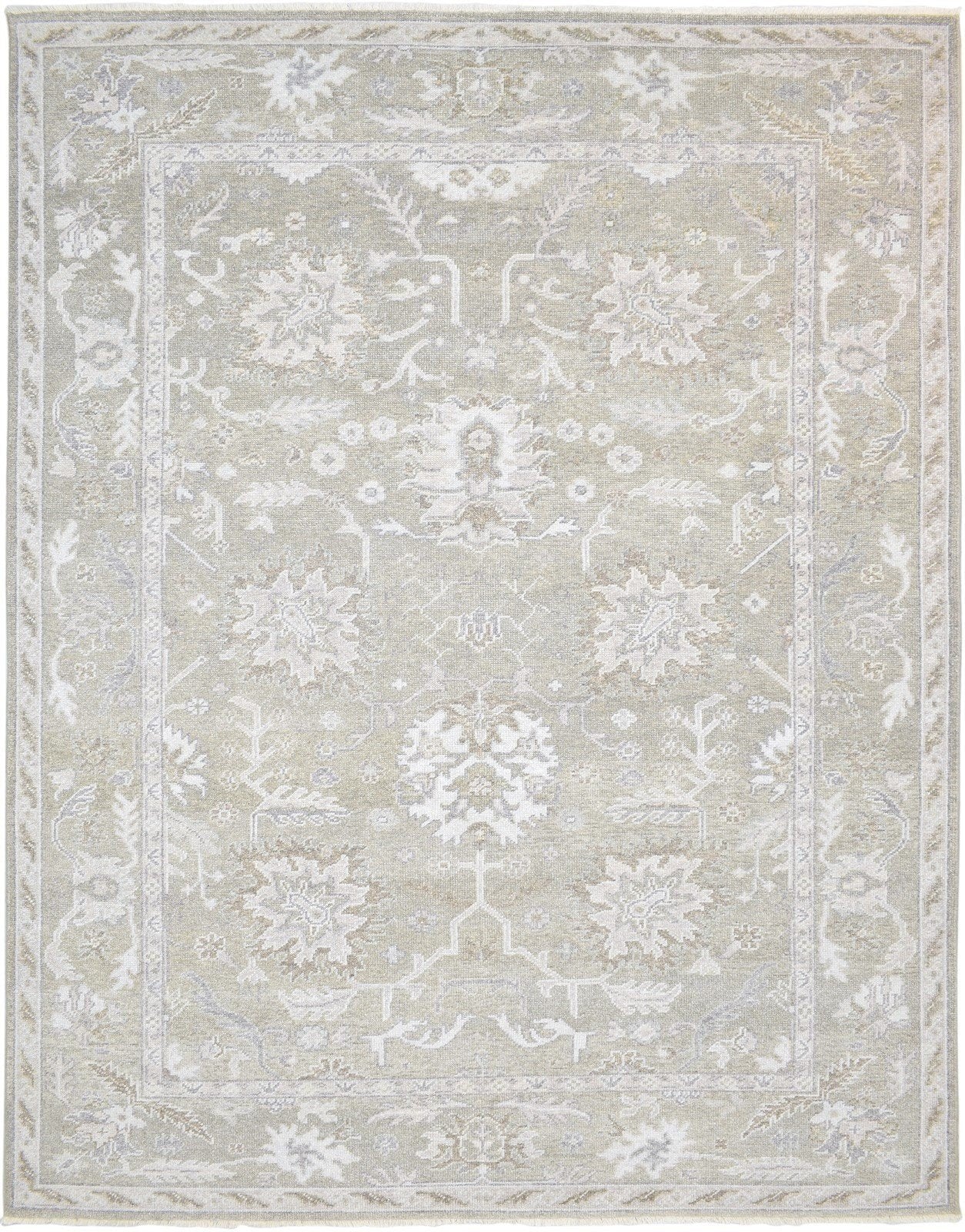 Oushak Rug Wool Silk Rug Sage Rug  Hand Knotted Large Carpet   8613828034709