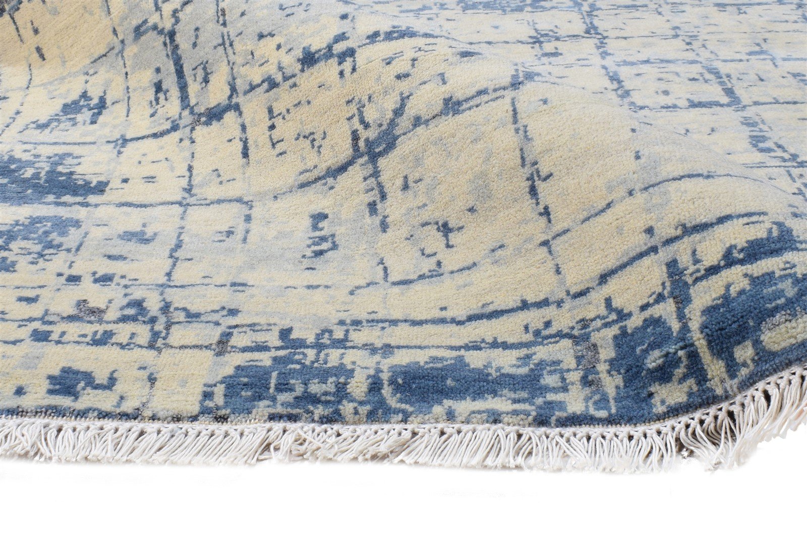 Page Hand Knotted Beige Wool / Silk Rug 9X12 Modern American Abstract   7865149292693