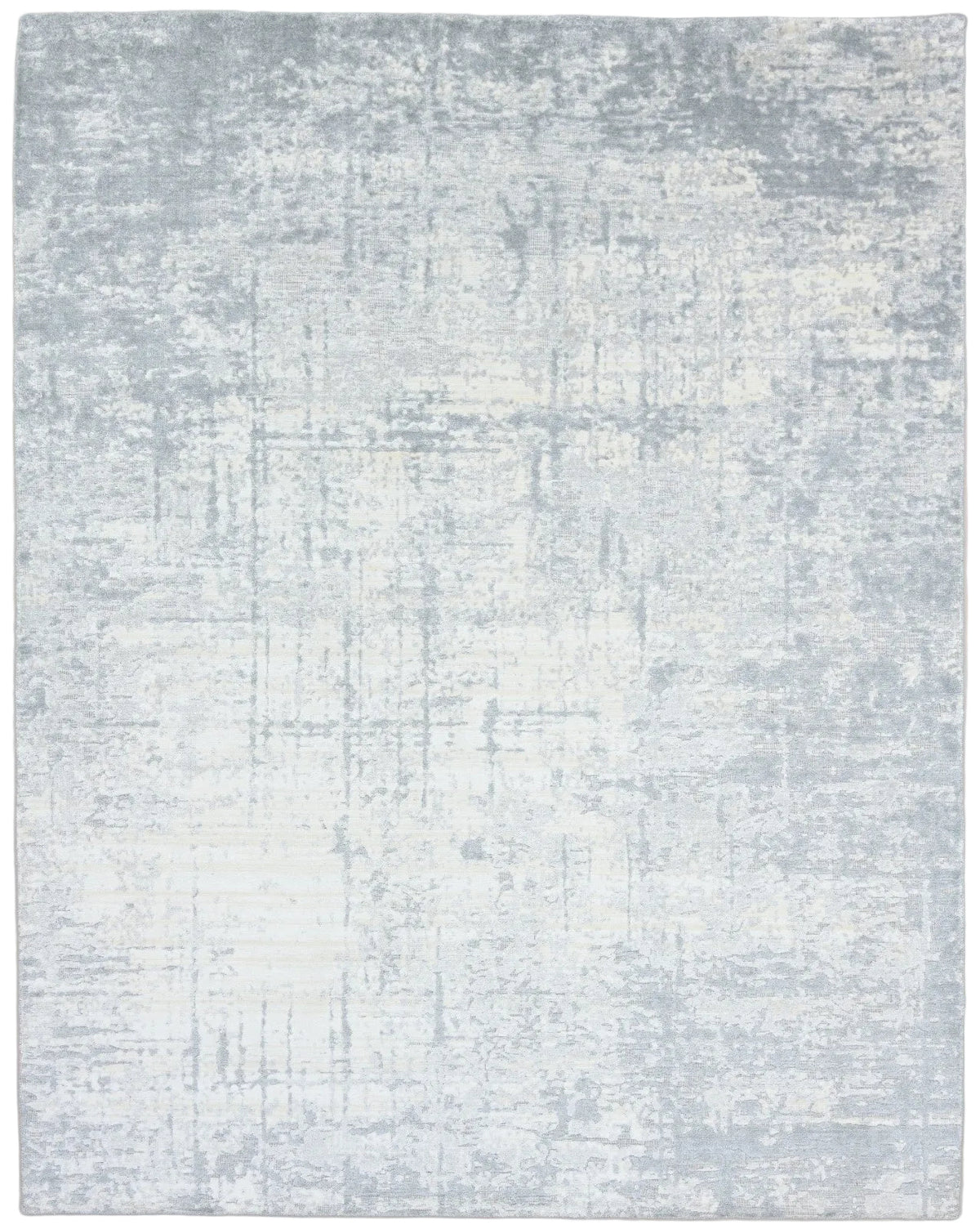 Patina Handmade Loom Knotted Abstract Area Rug – Blue Silver Hand Loomed Rug   9175560585365