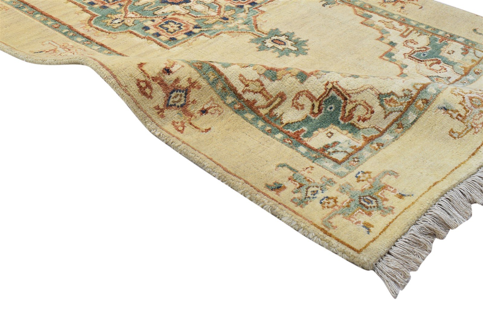 Pegeen Hand Knotted Beige Wool / Silk Rug 2'6"x12 Persian Oushak Oriental Runner   7864089018517