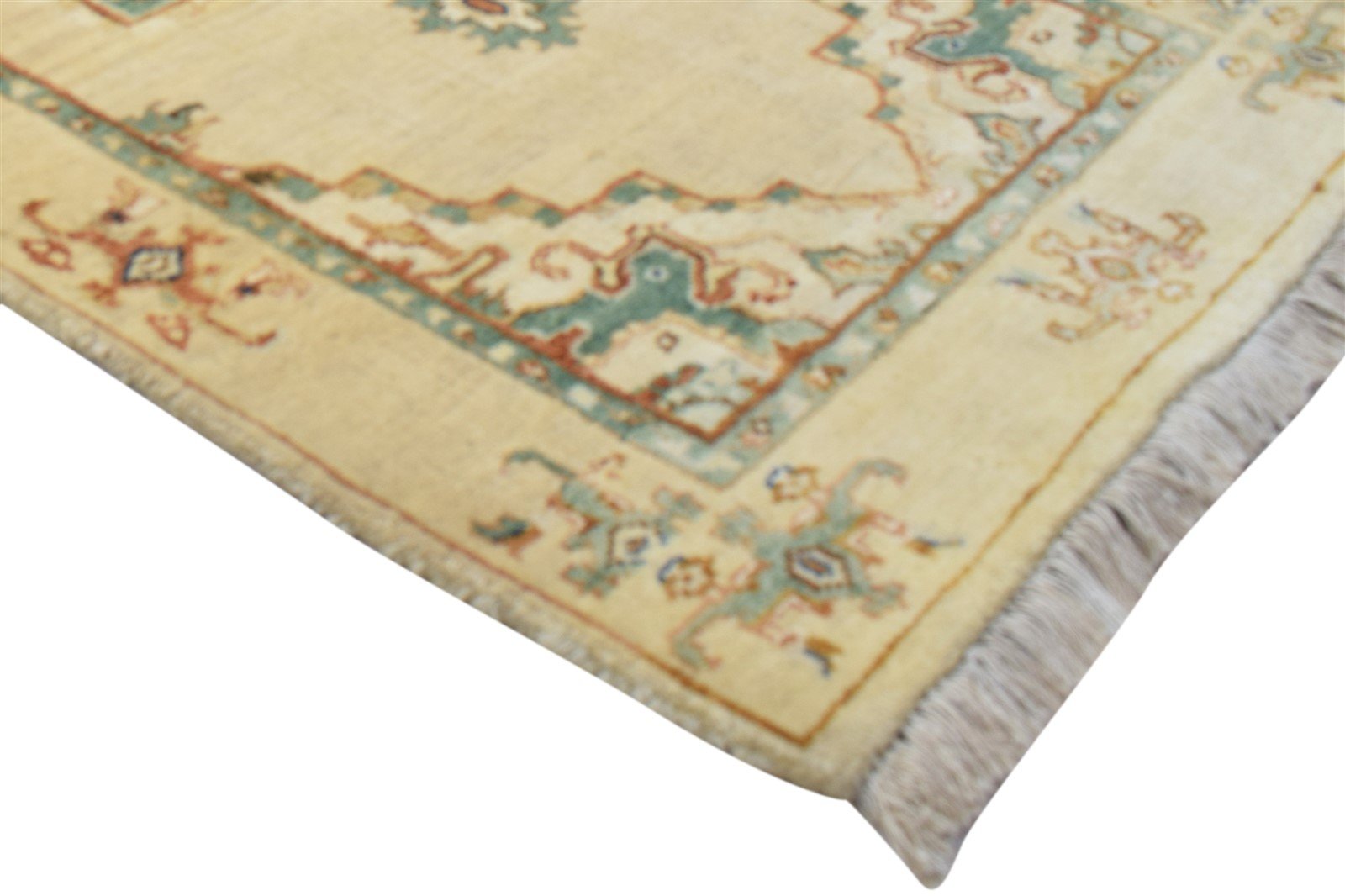 Pegeen Hand Knotted Beige Wool / Silk Rug 2'6"x12 Persian Oushak Oriental Runner   7864089018517