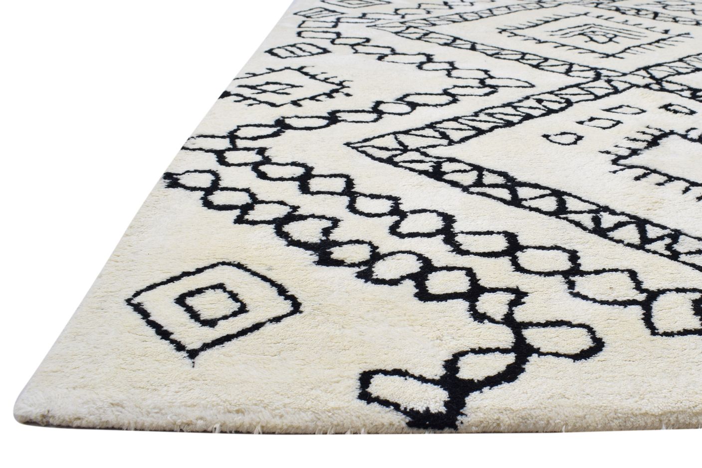 Pet Yarn Ivory Rug 5' X 8' Modern Hand Tufted Moroccan Diamond Room Size Carpet   7864259674261
