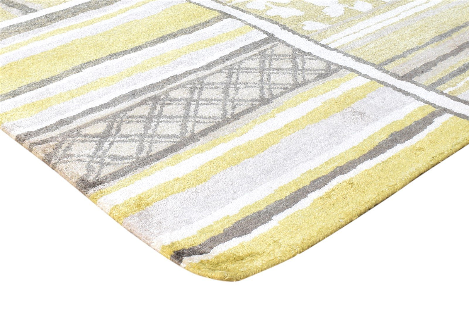 Pia Hand Knotted Green Silk Rug 6' X 9' Modern Scandinavian Abstract   7865066848405