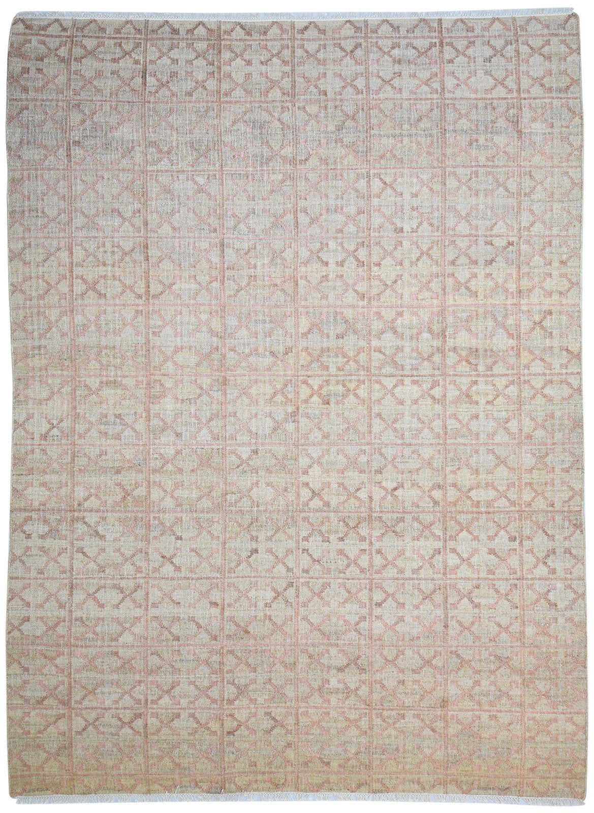 Pink Jute Rug 9' X 13' Modern Hand Woven Scandinavian Trellis Extra Large Carpet   7864806244501