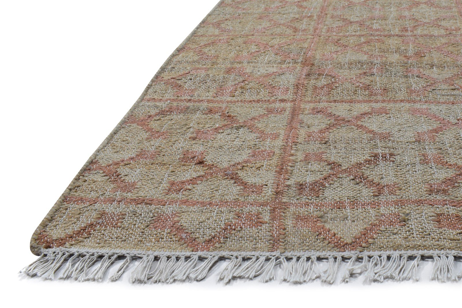 Pink Jute Rug 9' X 13' Modern Hand Woven Scandinavian Trellis Extra Large Carpet   7864806244501