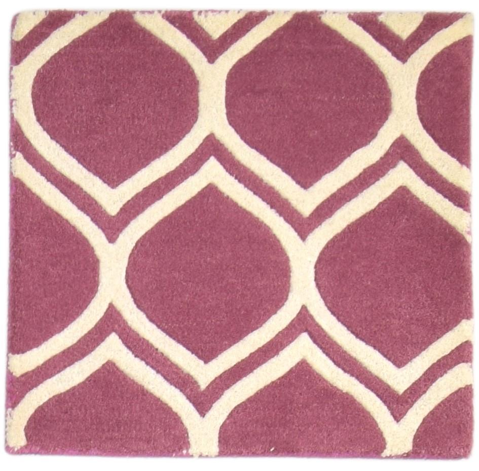 Pink Wool Rug 2' X 2' Modern Hand Tufted Moroccan Trellis Small Carpet   7864127750293