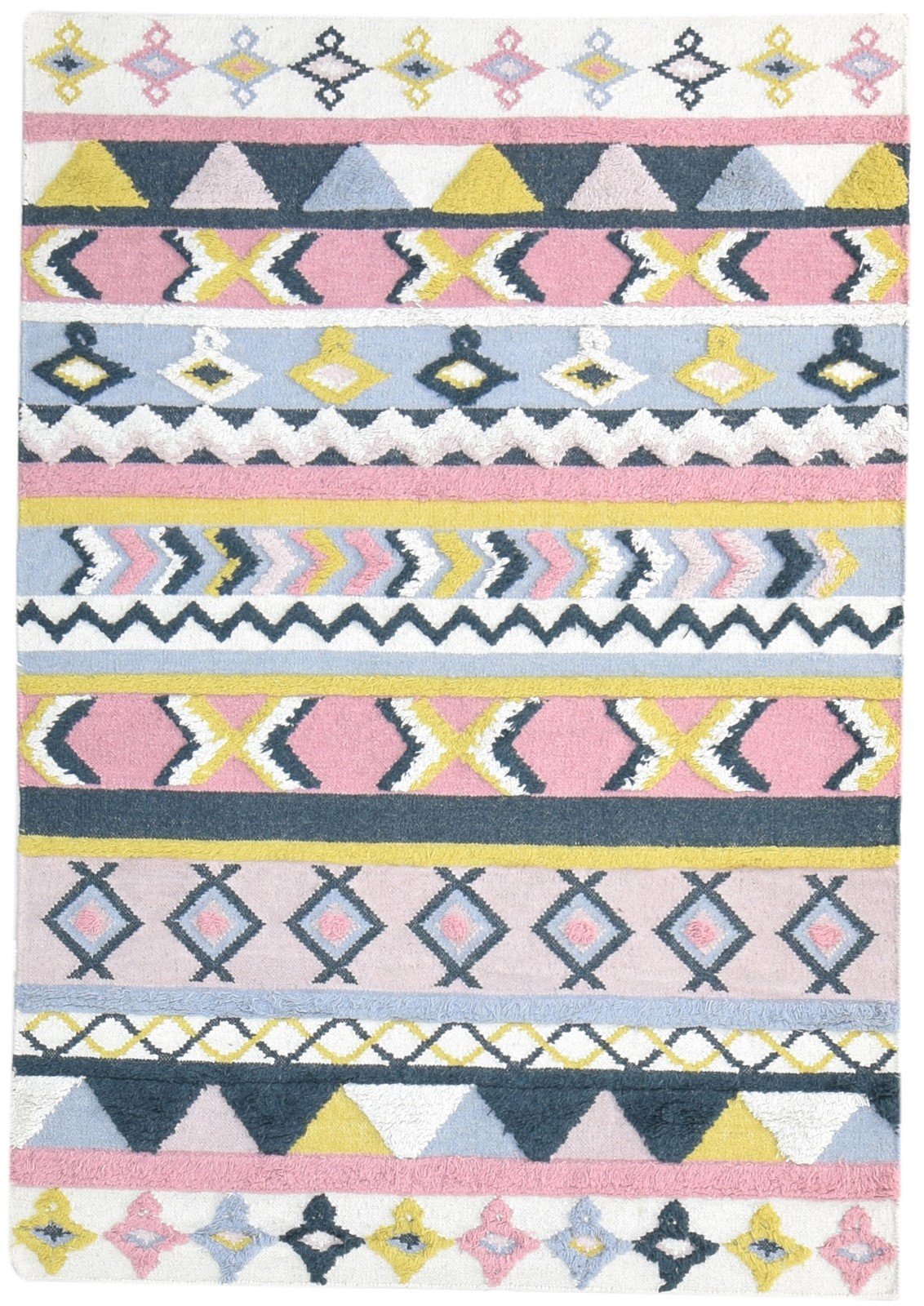 Pink Wool Rug 4' X 6' Modern Dhurrie Scandinavian Striped Room Size Carpet   7864992137365