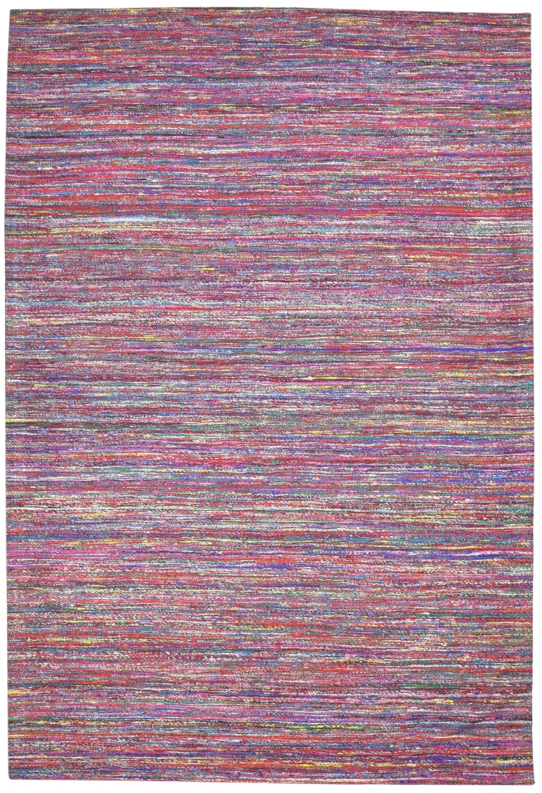 Pink Wool / Silk Rug 5X7 Modern Jacquard Loom Bohemian Striped Room Size Carpet   7864178213013