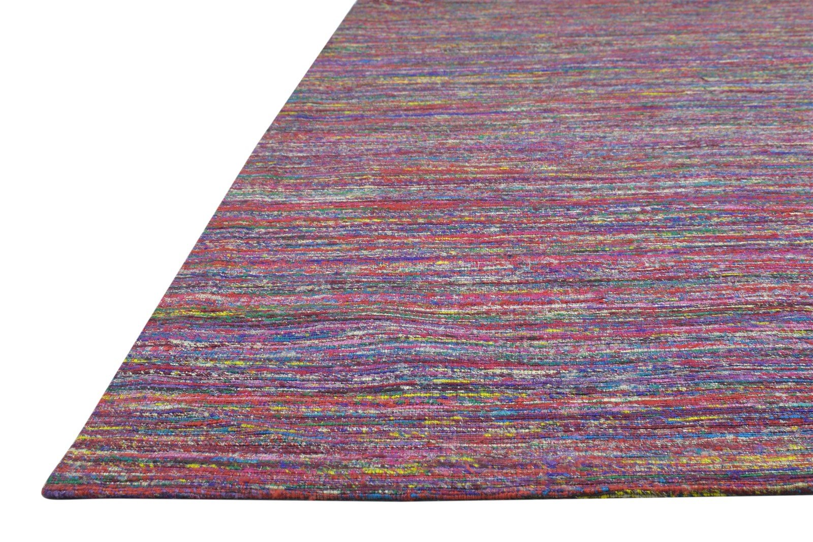 Pink Wool / Silk Rug 5X7 Modern Jacquard Loom Bohemian Striped Room Size Carpet   7864178213013