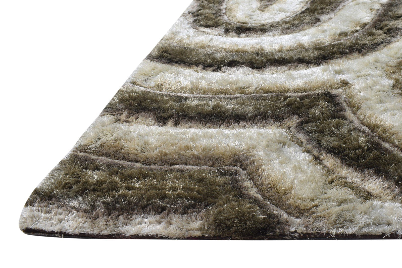 Sheila Polypropylene Olive Rug 5X8 Modern Hand Tufted American Swirls   7865054724245