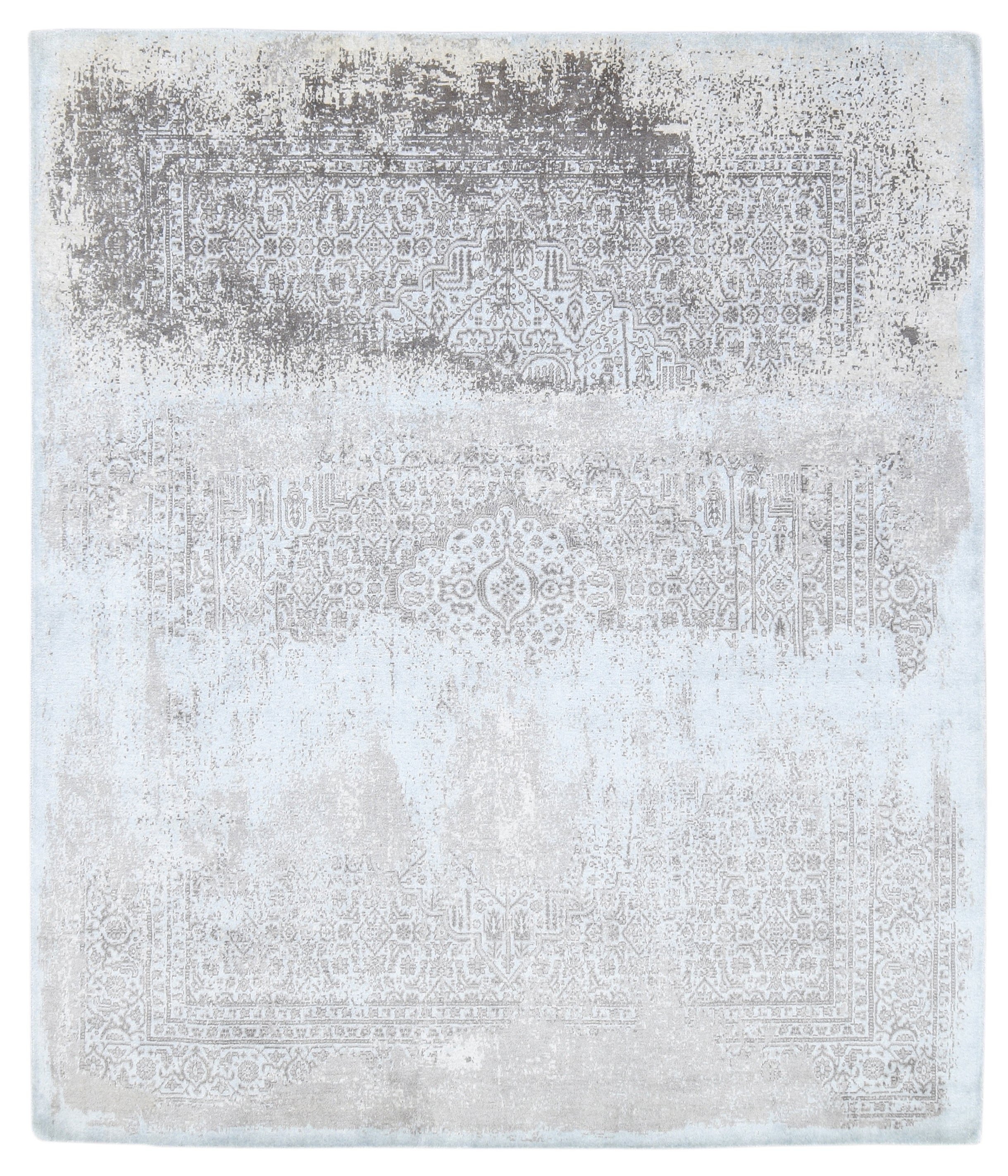 Prabut Handmade Abstract Silk Like Loom Knotted Area Rug Light Blue Gray   9016181325973