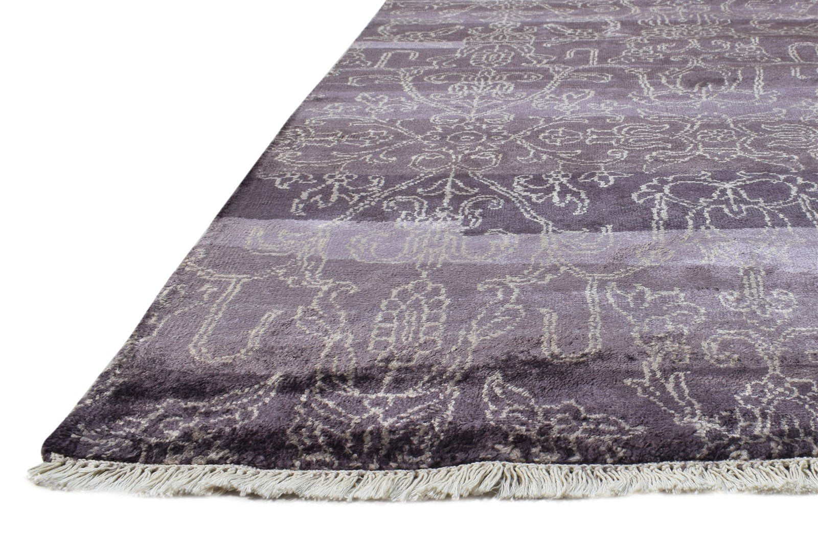 Purple Rayon From Bamboo Rug 6X9 Modern Hand Knotted American Abstract Room Size   7865106464917