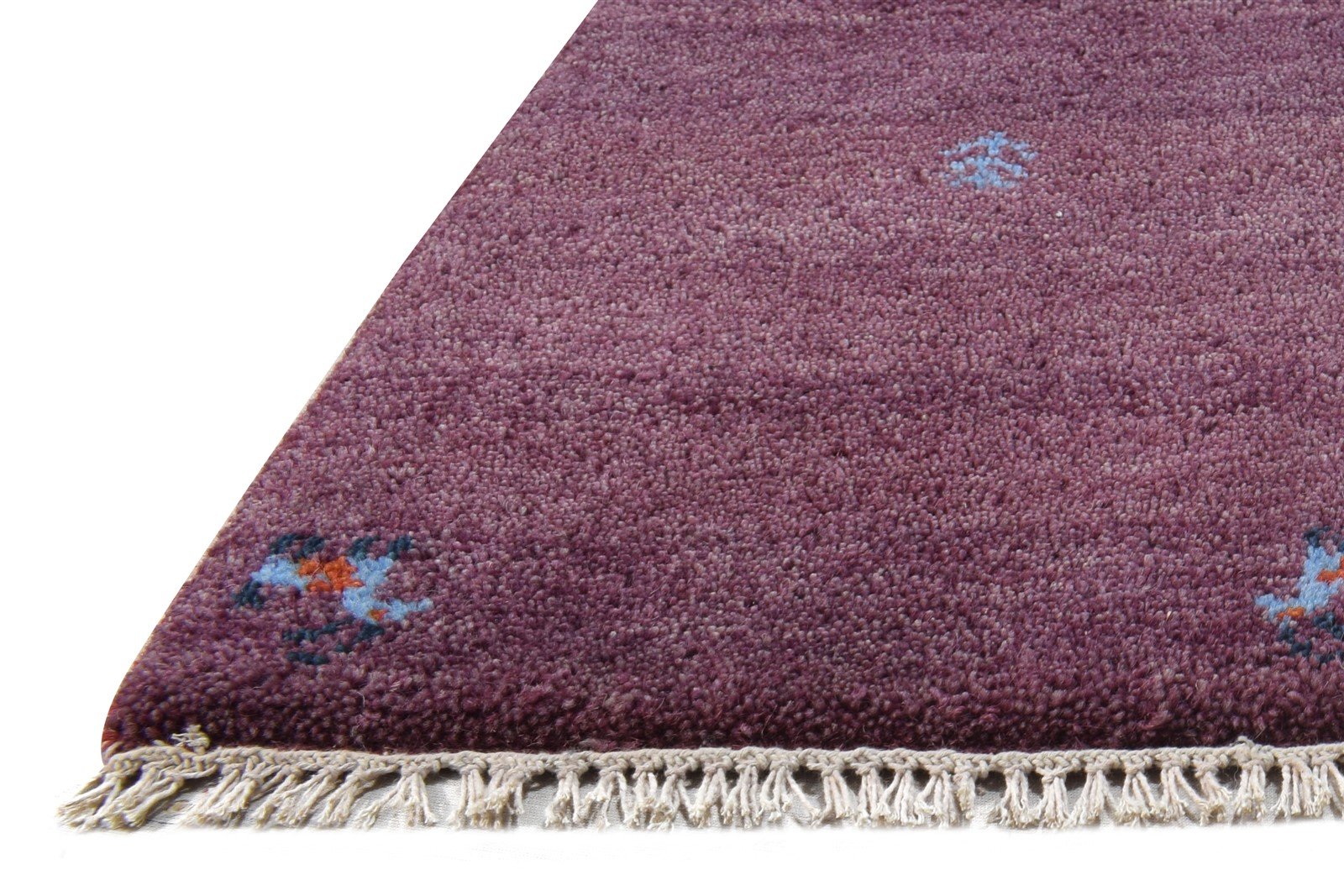 Purple Wool Rug 1' X 2' Southwestern Hand Knotted Gabbeh Tribal Small Carpet   7865098010773