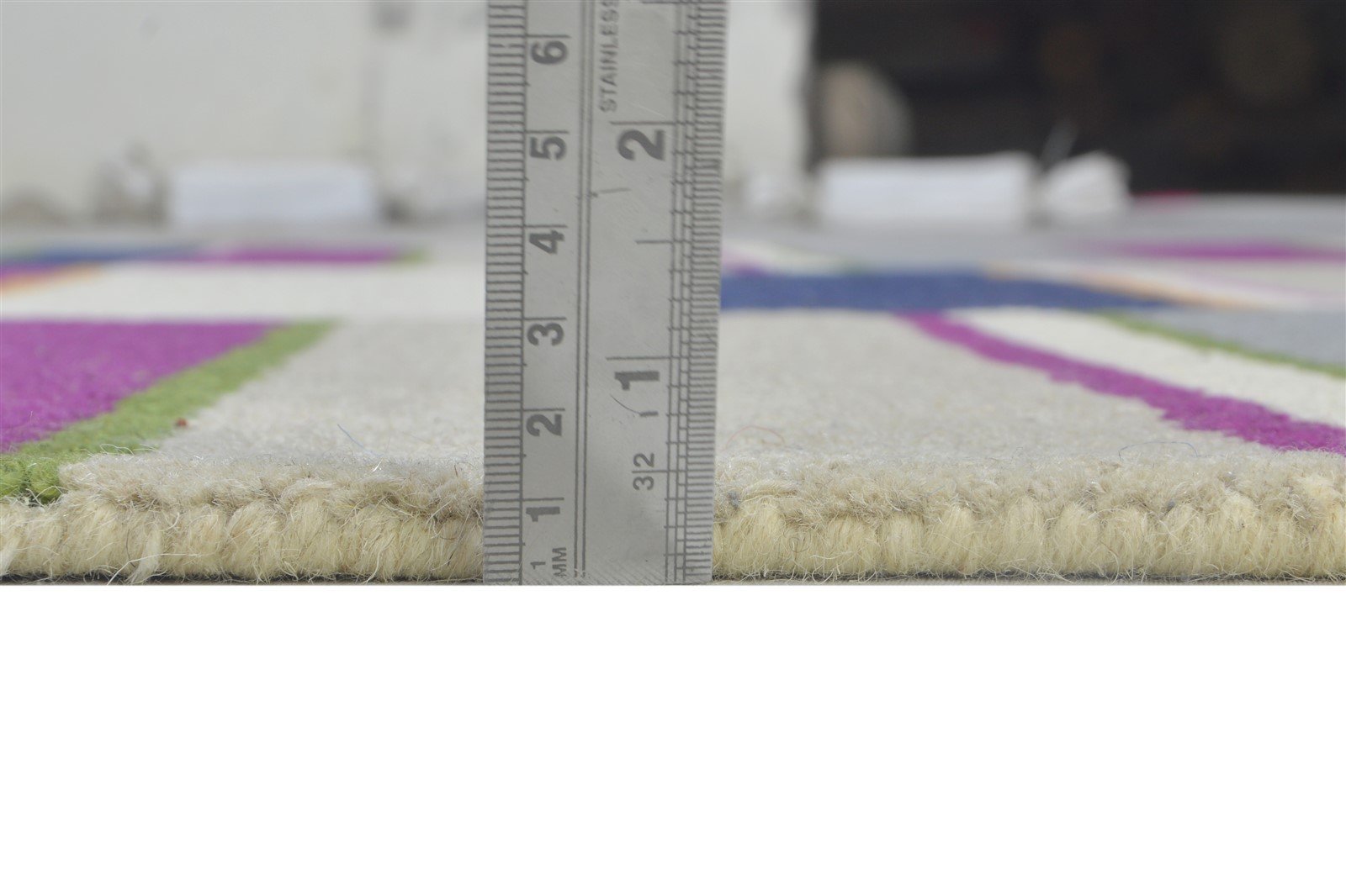 Purple Wool Rug 5' X 8' Modern Hand Tufted Scandinavian Striped Room Size Carpet   7864277074069
