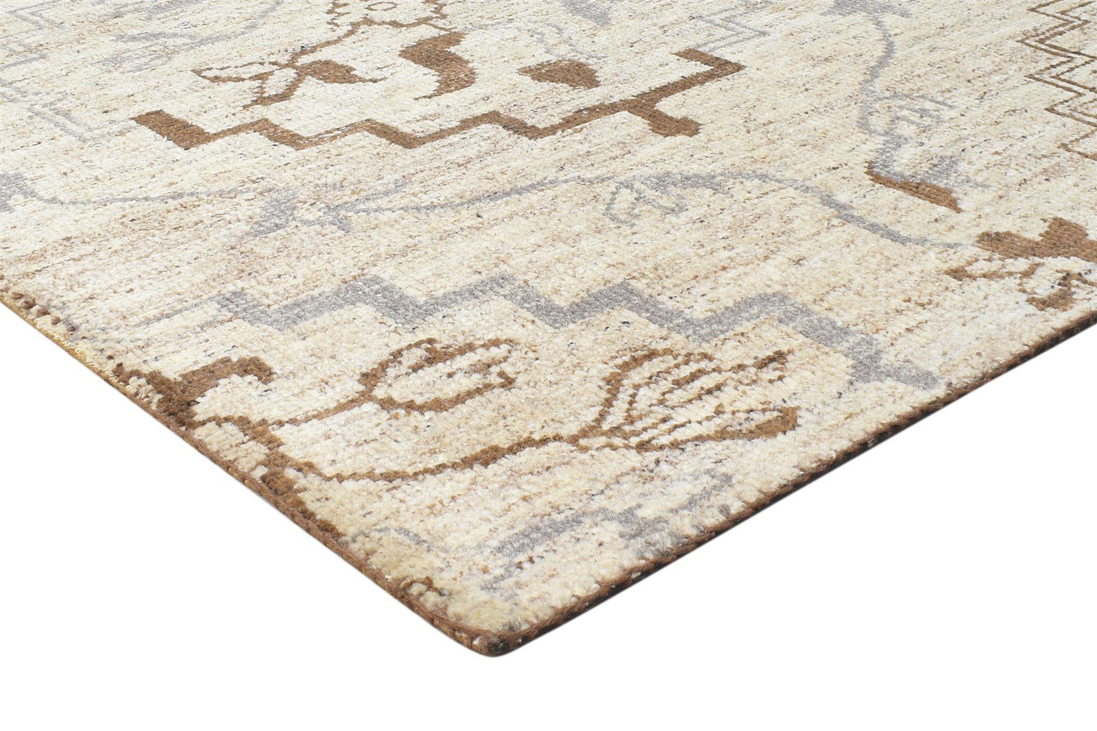 Quentin Wool Beige Rug 4' X 6' Modern Hand Knotted French Floral   7864888557717