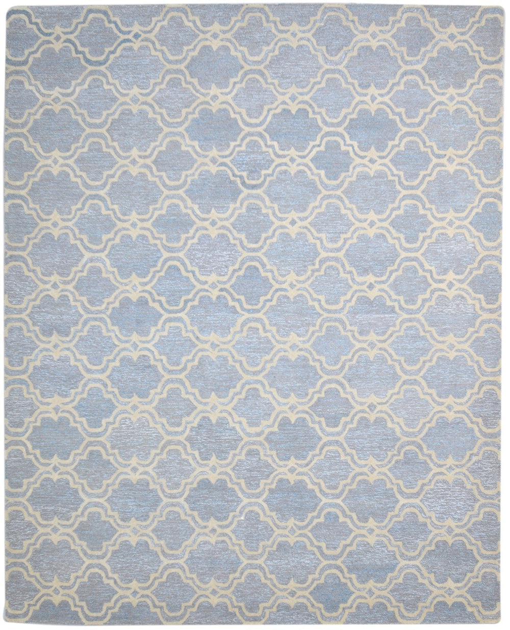 Rafaela Wool Blue Rug 8' X 10' Modern Hand Tufted Moroccan Scroll Tile