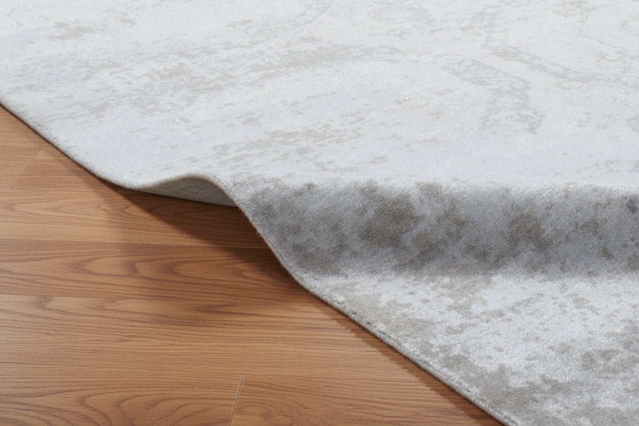 Raksha Handmade Abstract Loom Knotted Hand Woven Silk Like Wool Viscose Blue Rug   9016158027925