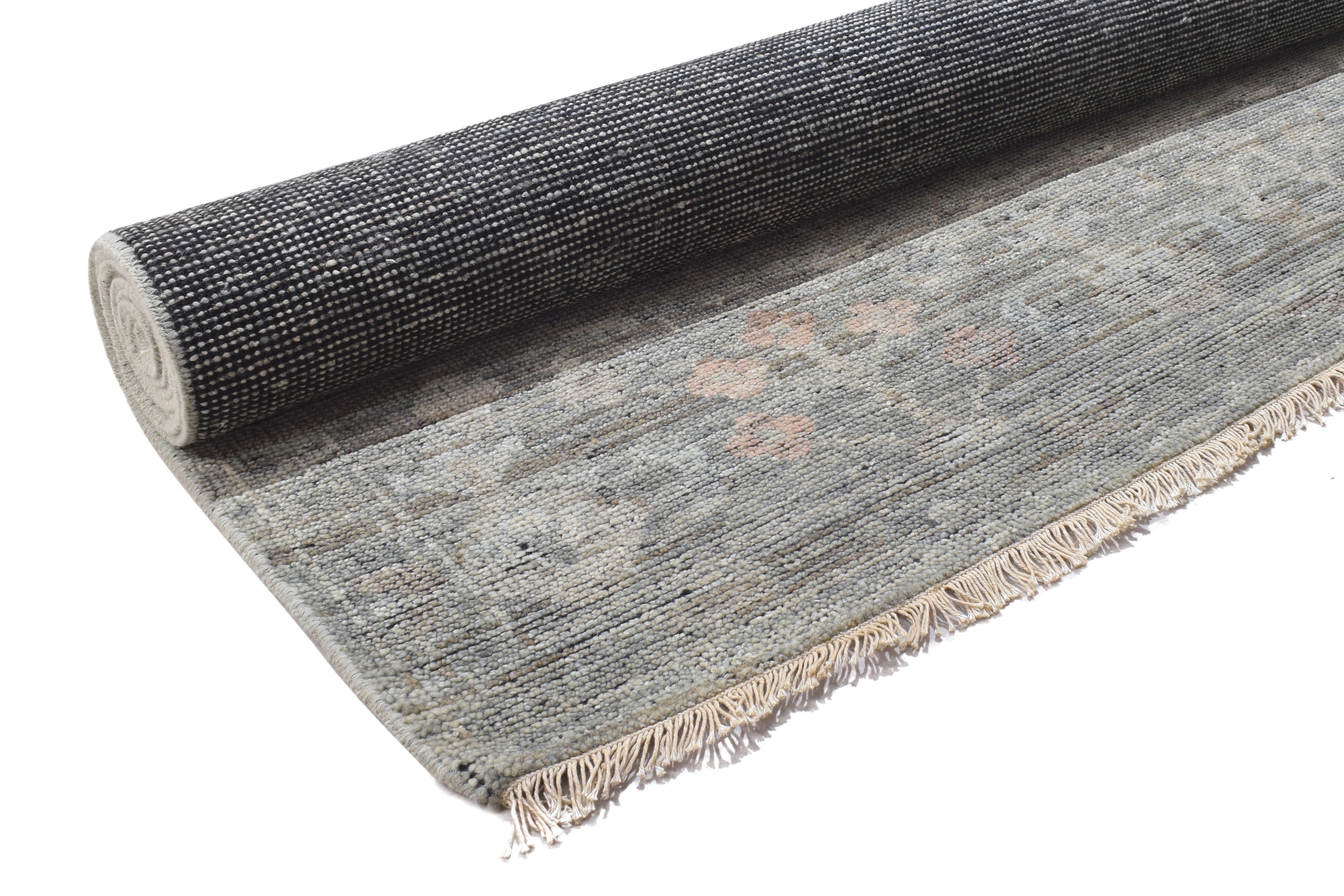 Randall Wool Gray Hand-Knotted Kashan Persian Rug   8881896947861