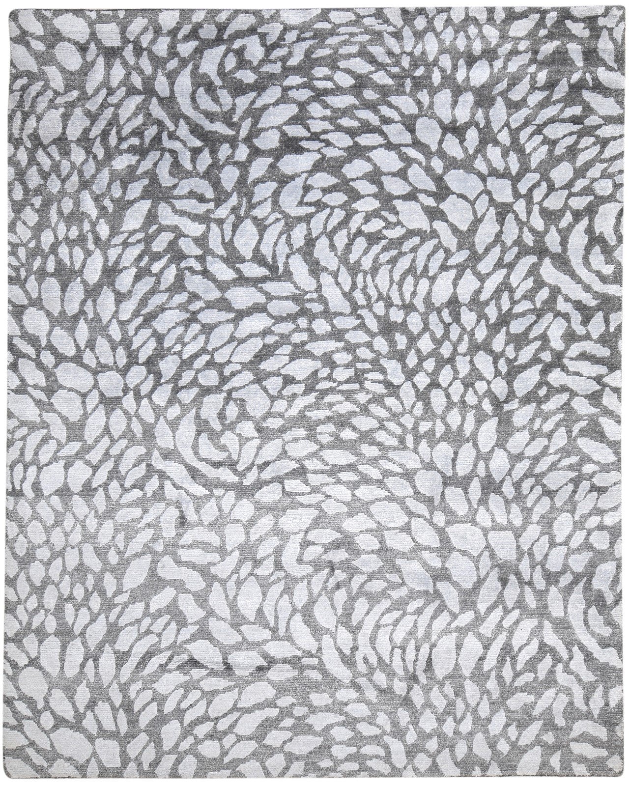 Rayon From Bamboo Charcoal Rug 8X10 Modern Hand Knotted Scandinavian Abstract Large   7864493998229