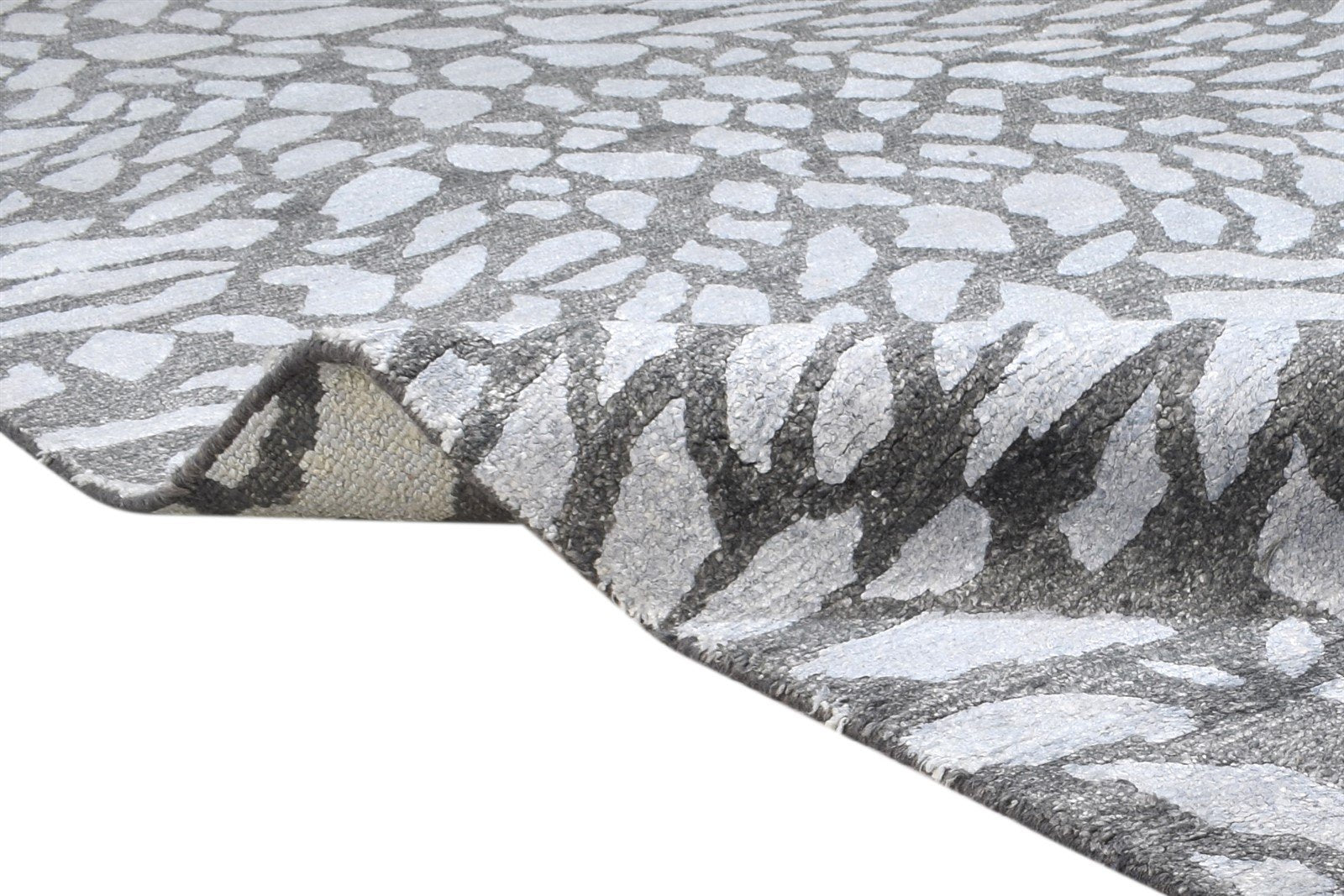 Rayon From Bamboo Charcoal Rug 8X10 Modern Hand Knotted Scandinavian Abstract Large   7864493998229