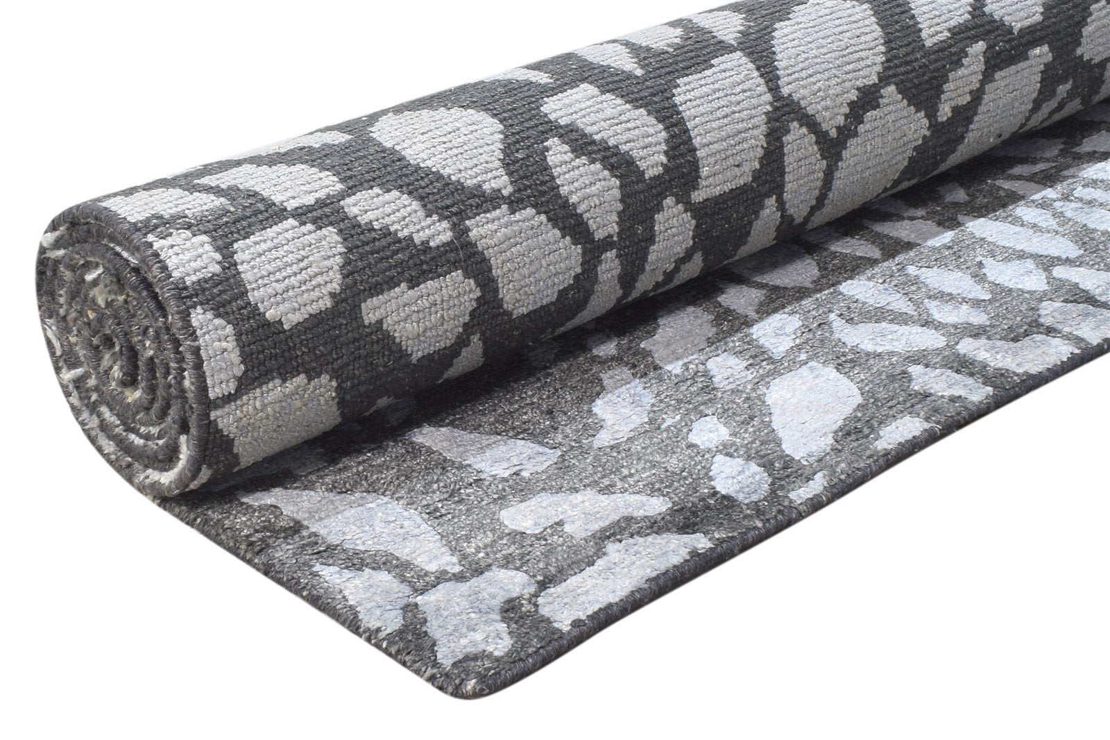 Rayon From Bamboo Charcoal Rug 8X10 Modern Hand Knotted Scandinavian Abstract Large   7864493998229