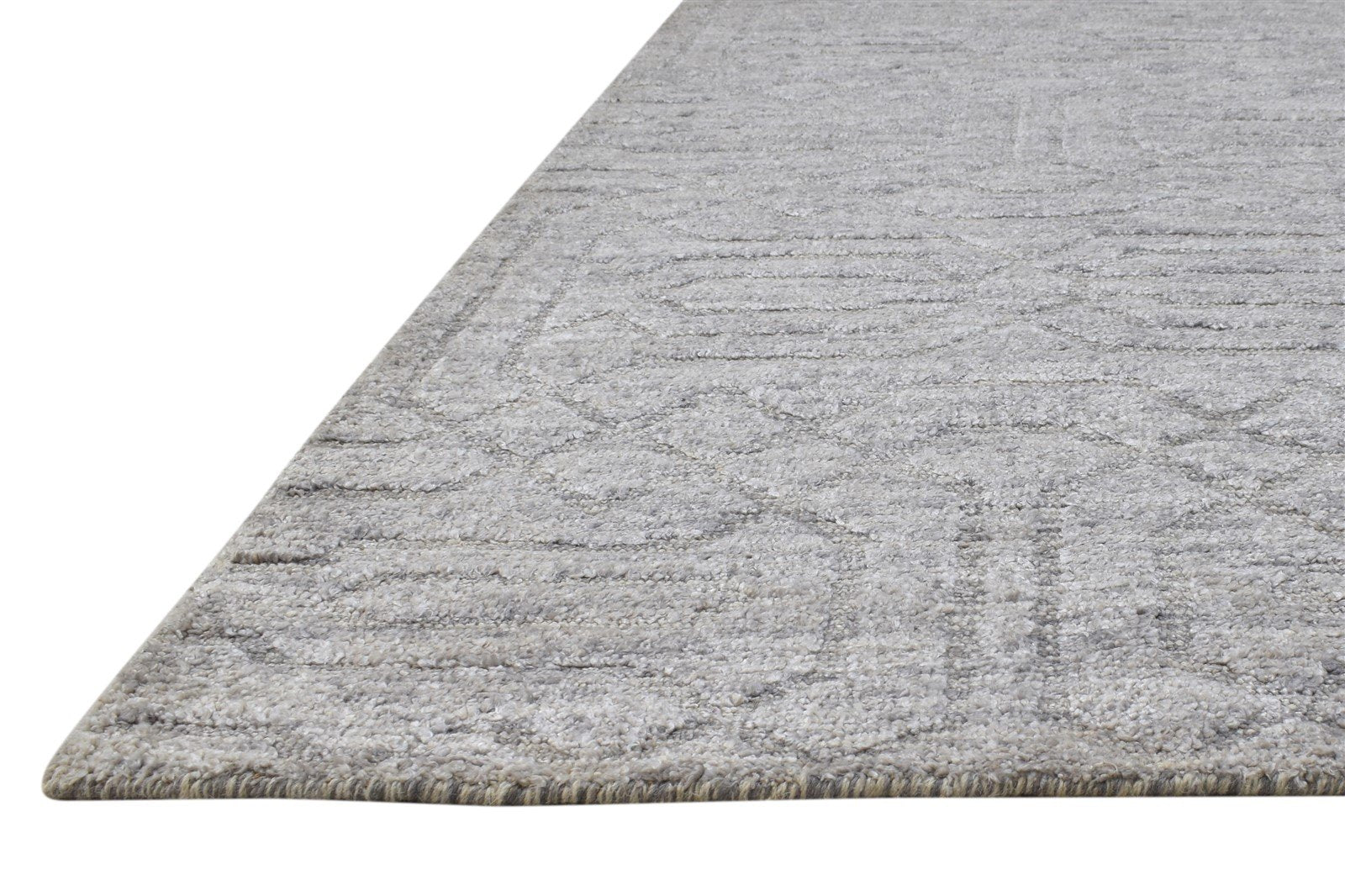 Rayon From Bamboo Grey Rug 8X10 Modern Hand Woven Scandinavian Geometric Large   7864781144213