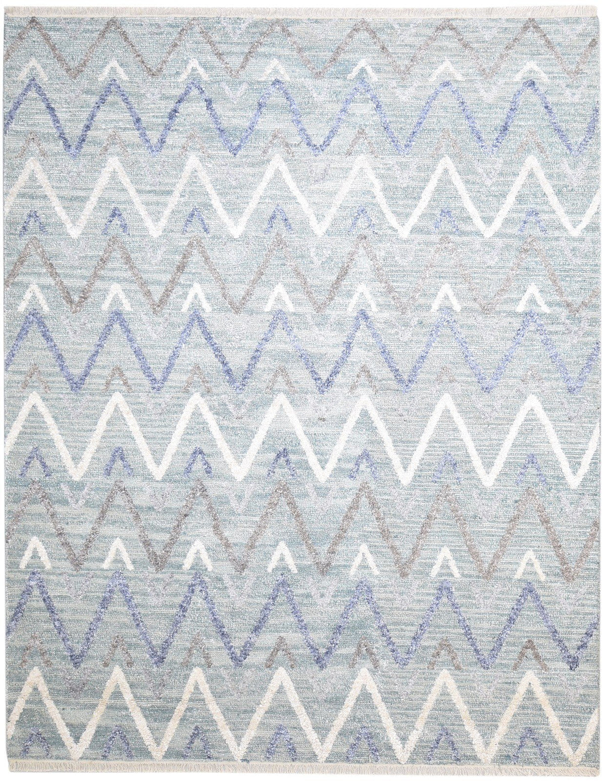 Hand Woven Grey Rayon From Bamboo Rug 8X10 Modern Moroccan Chevron Lar