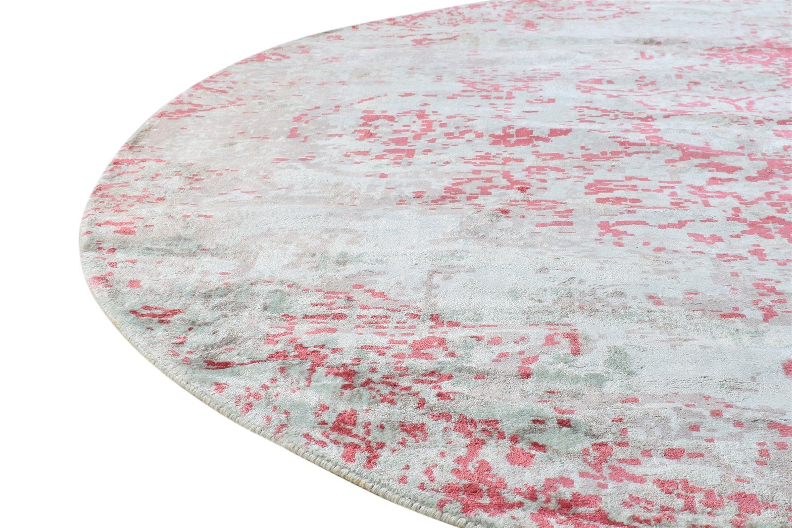 Red Silk Rug 6' X 6' Modern Handloom American Abstract Room Size Carpet   7865145000085
