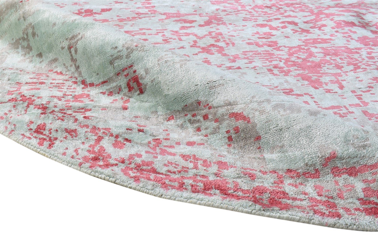 Red Silk Rug 6' X 6' Modern Handloom American Abstract Room Size Carpet   7865145000085