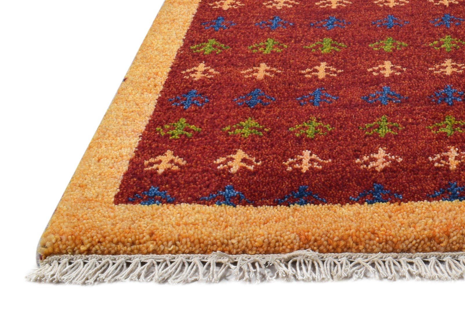 Red Wool Rug 1' X 2' Modern Hand Knotted Scandinavian Bordered Small Carpet   7865084706965