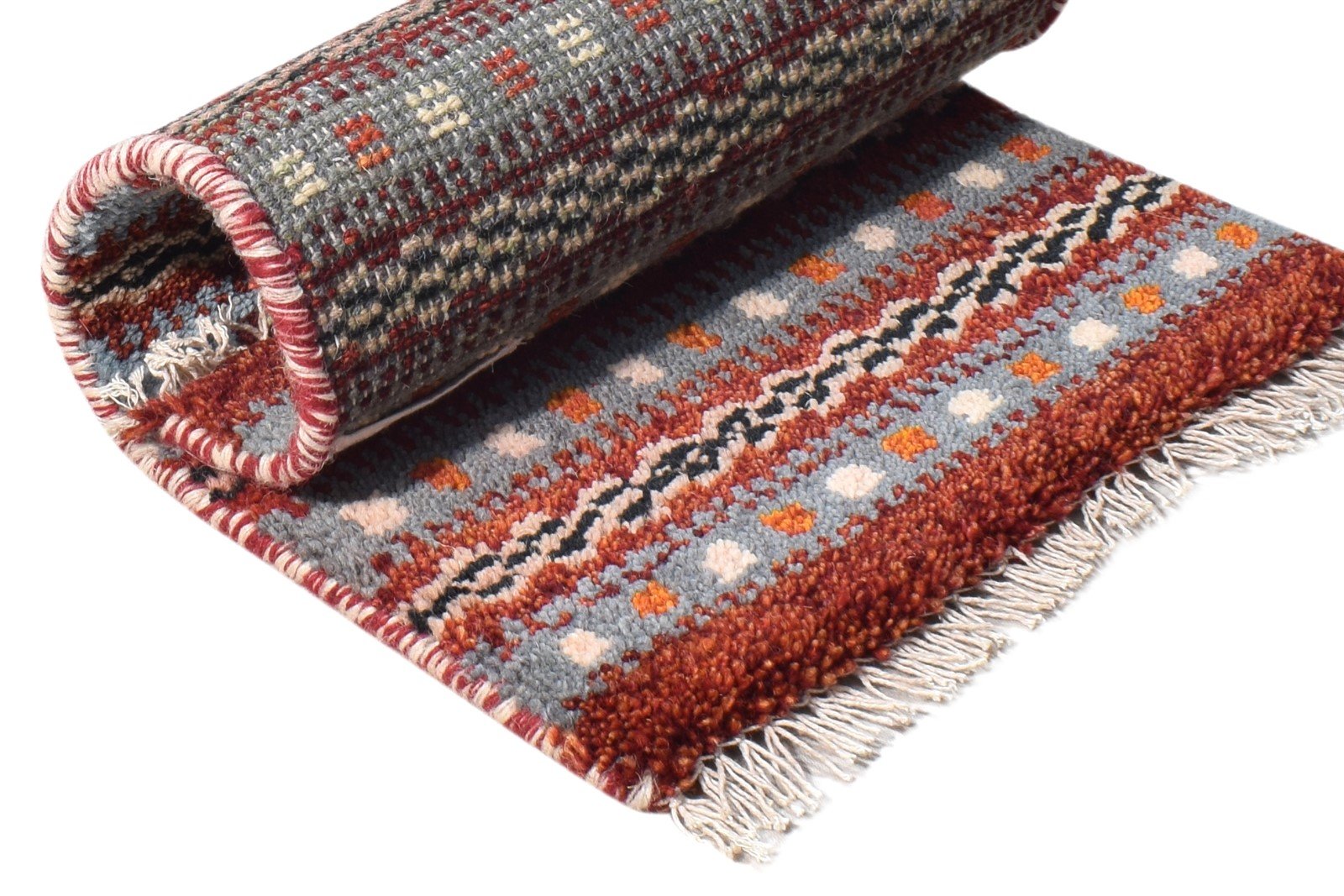 Red Wool Rug 1' X 2' Persian Hand Knotted Southwestern Tribal Small Carpet   7865180848277