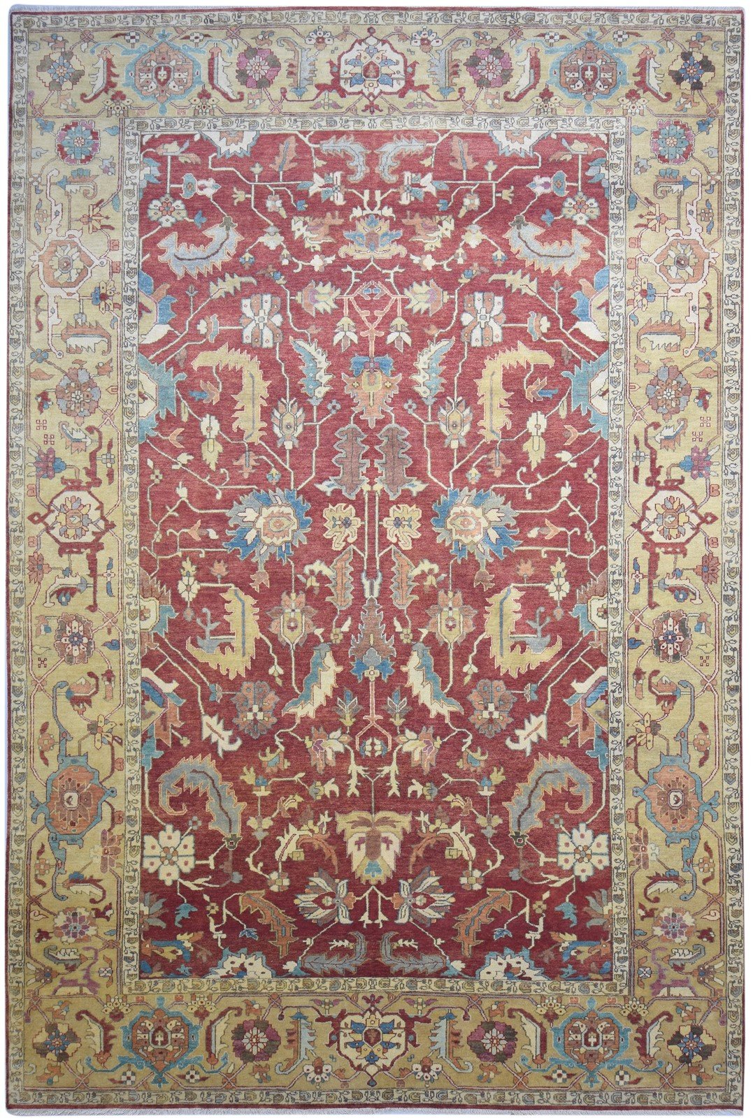 Red Wool Rug 10' X 14' Persian Hand Knotted Mughal Oriental Extra Large Carpet   7864222613653