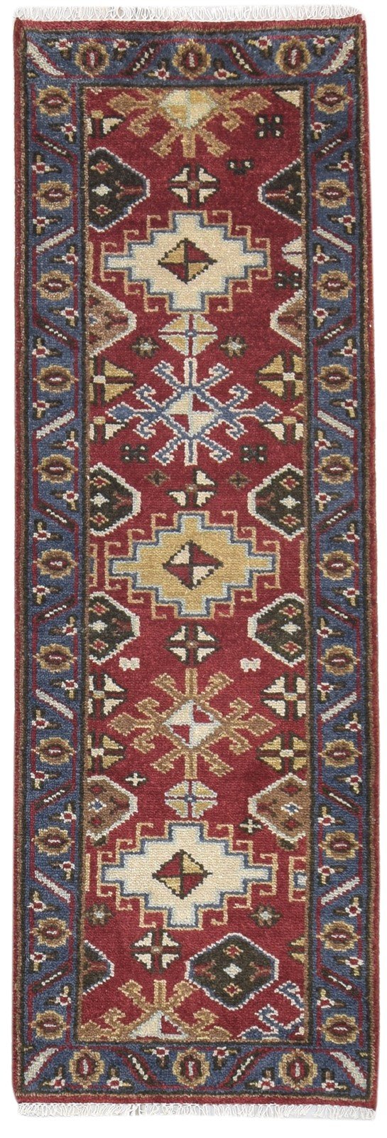 Red Wool Rug 2'6 X 8' Persian Hand Knotted Kazak Oriental Small Runner   7864828723349