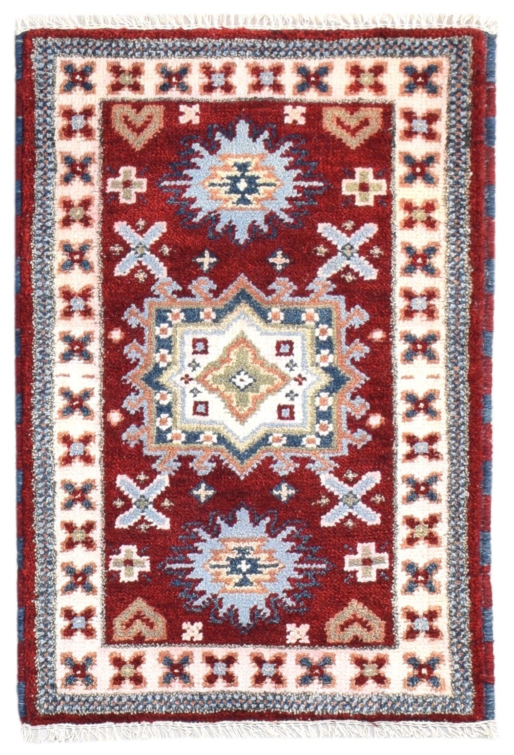 Red Wool Rug 2' X 3' Persian Hand Knotted Kazak Oriental Small Carpet   7864809521301