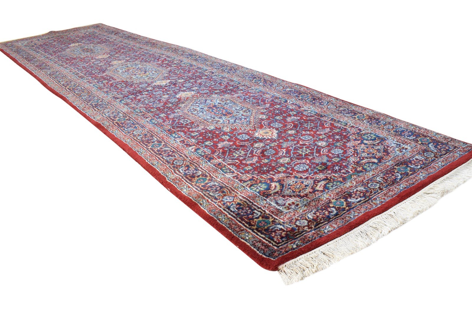 Red Wool Rug 3' X 10' Persian Hand Knotted Tabriz Medallion Small Runner   7864680841365