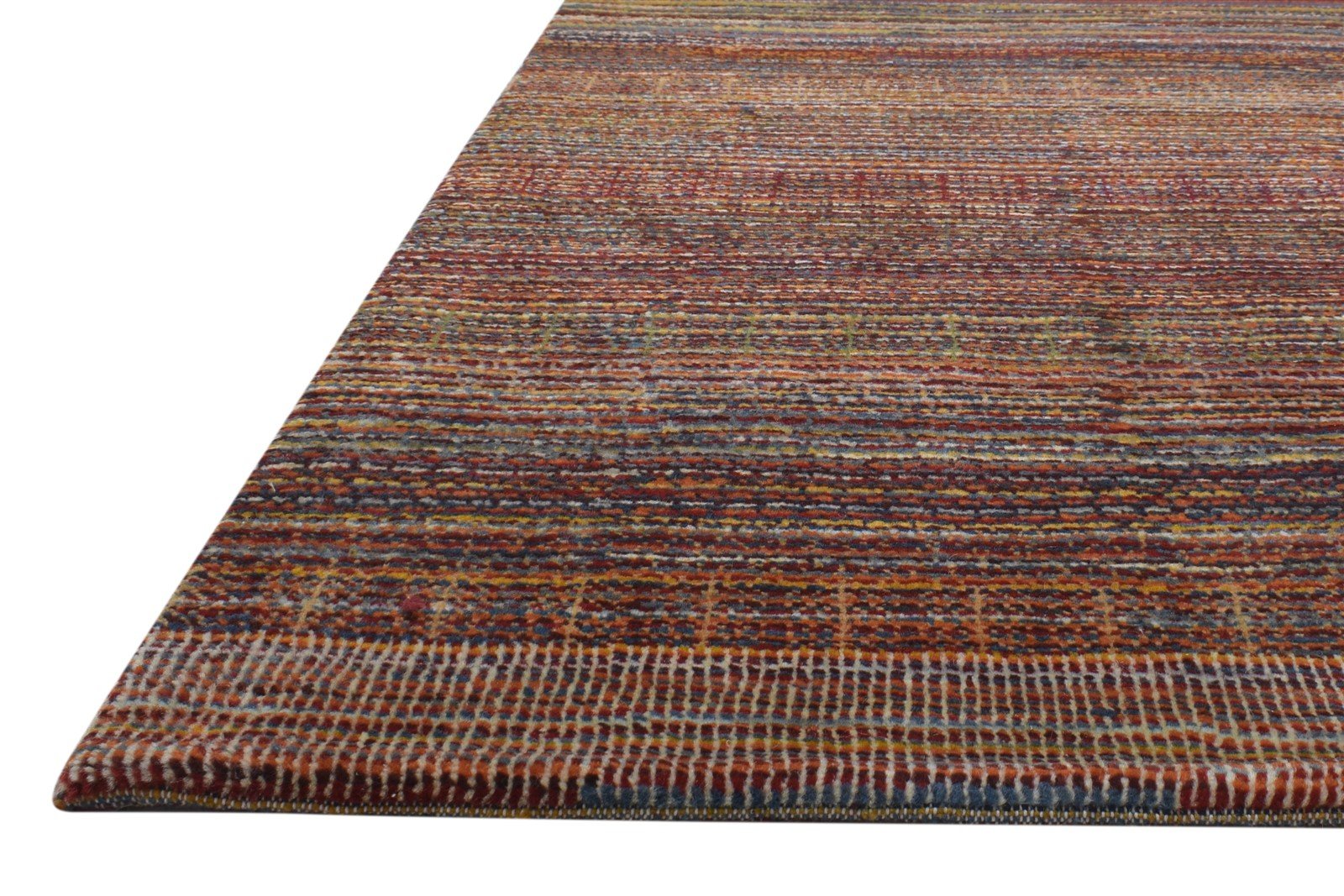 Red Wool Rug 3' X 5' Modern Hand Knotted Bohemian Striped Small Carpet   7864173854869